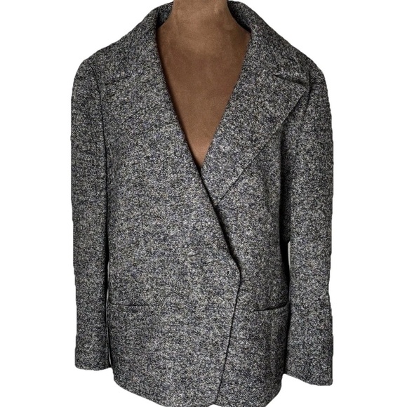 Ann Taylor Black Flecked Lined Jacket Double Breasted Blazer Women’s Sz 14 - Picture 2 of 9